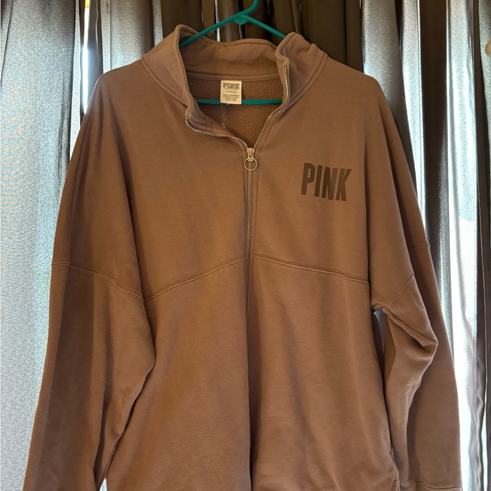 PINK Victoria's Secret Brown Half-Zip Jacket